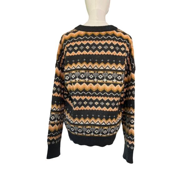 Volcom Fair Isle Sweater XS/S Gray Mustard Pattern Recycled Knit Pullover - Picture 5 of 8